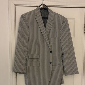 Petrocelli  Black and White Striped Blazer